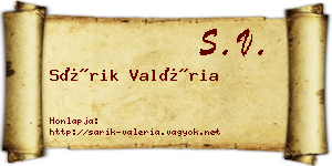 Sárik Valéria névjegykártya